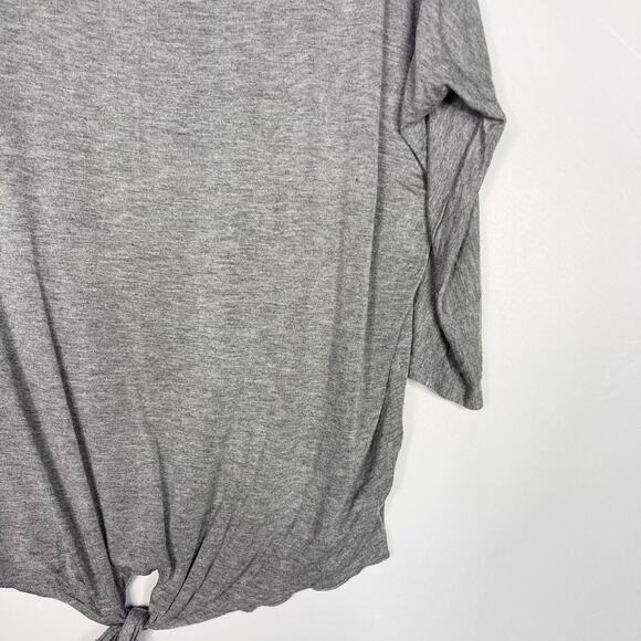 Michael Stars Medium M Heather Gray 3/4 Sleeve Tie Front Tee Scoop Neck Tshirt - Picture 4 of 8